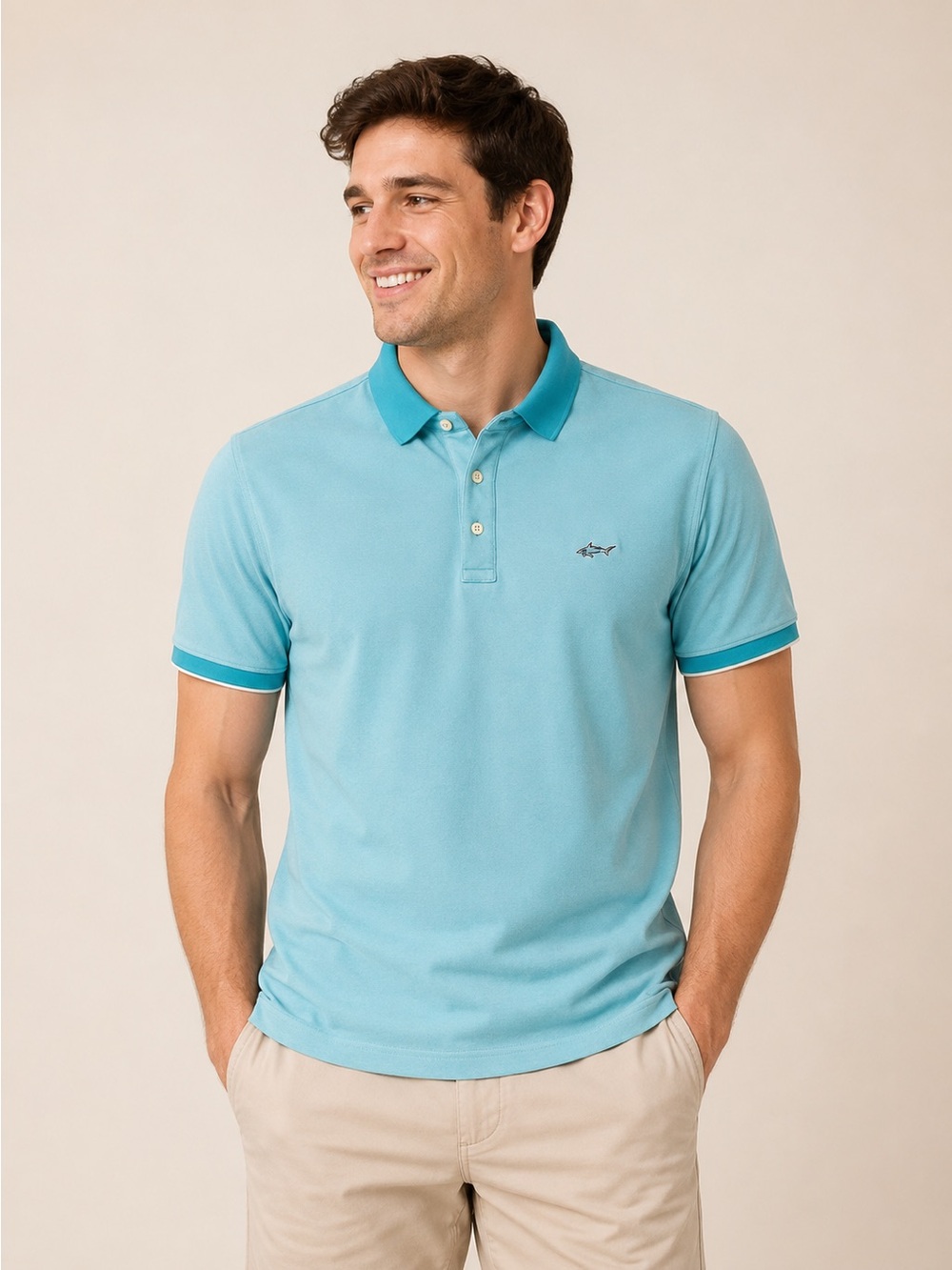 Greg Norman Dry Performance Polo Shirt Men’s Large Aqua Blue Golf Casual